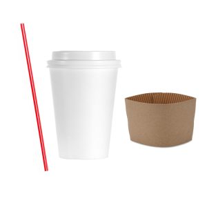 White Hot Cups with Lids and Sleeves